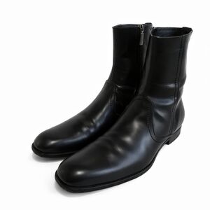 Salvatore Ferragamo Black Leather Zip Ankle Boots 11.5 D Italy
